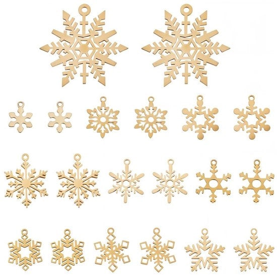 20 pezzi di charms in oro 18K a forma di fiocco di neve decorativi per gioielli