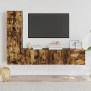 Set Mobili Porta TV 3 pz Rovere Fumo in Legno Multistrato 3120227