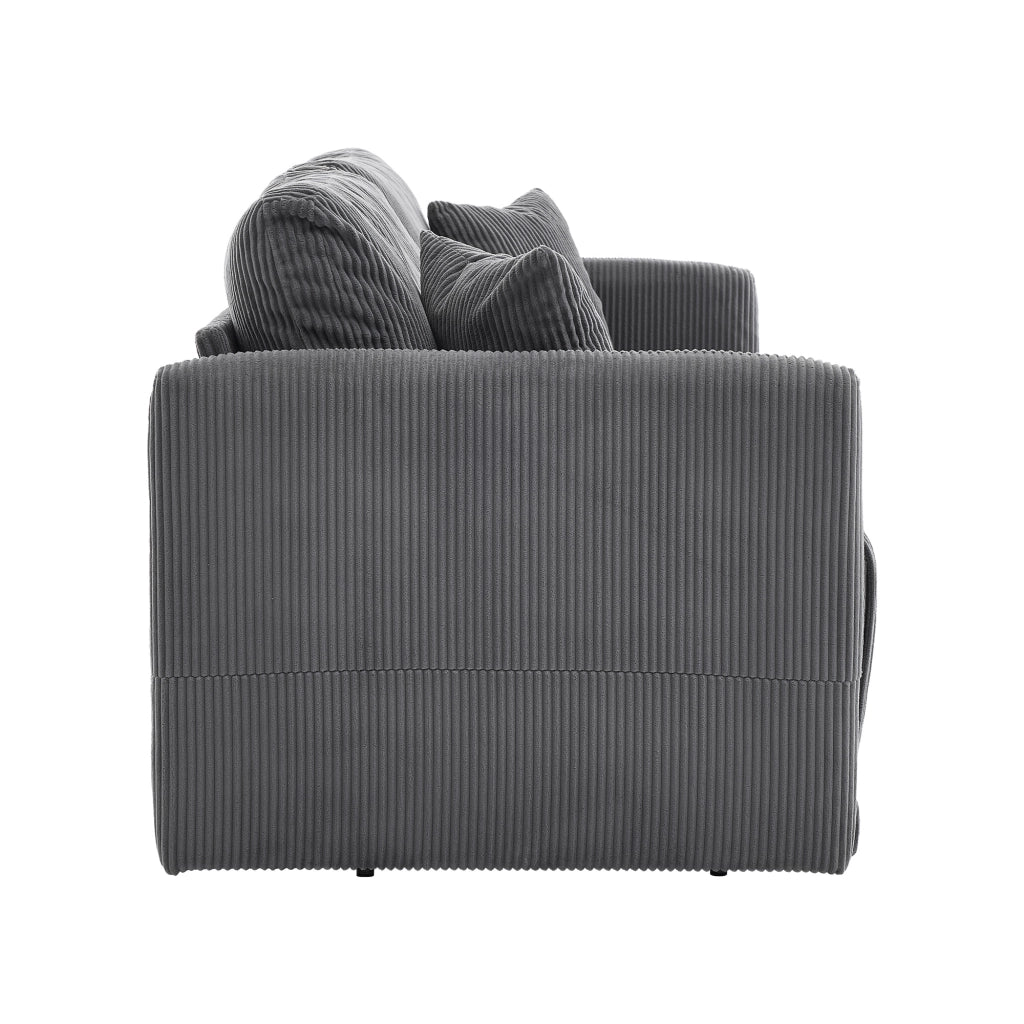 Divano letto convertibile in velluto a coste con struttura in metallo e cuscini memory grigio 182 × 88 × 84 cm