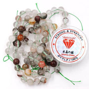 Kralen con cordone per la creazione di accessori DIY Pietre di energia per bracciale curativo 6 mm = 128 pezzi e 1 rotolo di corda Fantoma di quarzo A 6 mm