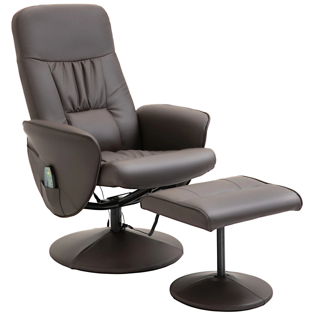 Poltrona relax TV con funzione reclinabile, 360° girevole, 10 punti massaggio, marrone