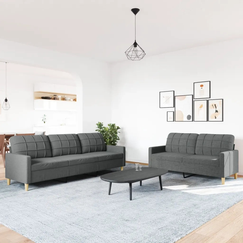 vidaXL Set di Divani 2 pz Grigio Scuro in Tessuto
