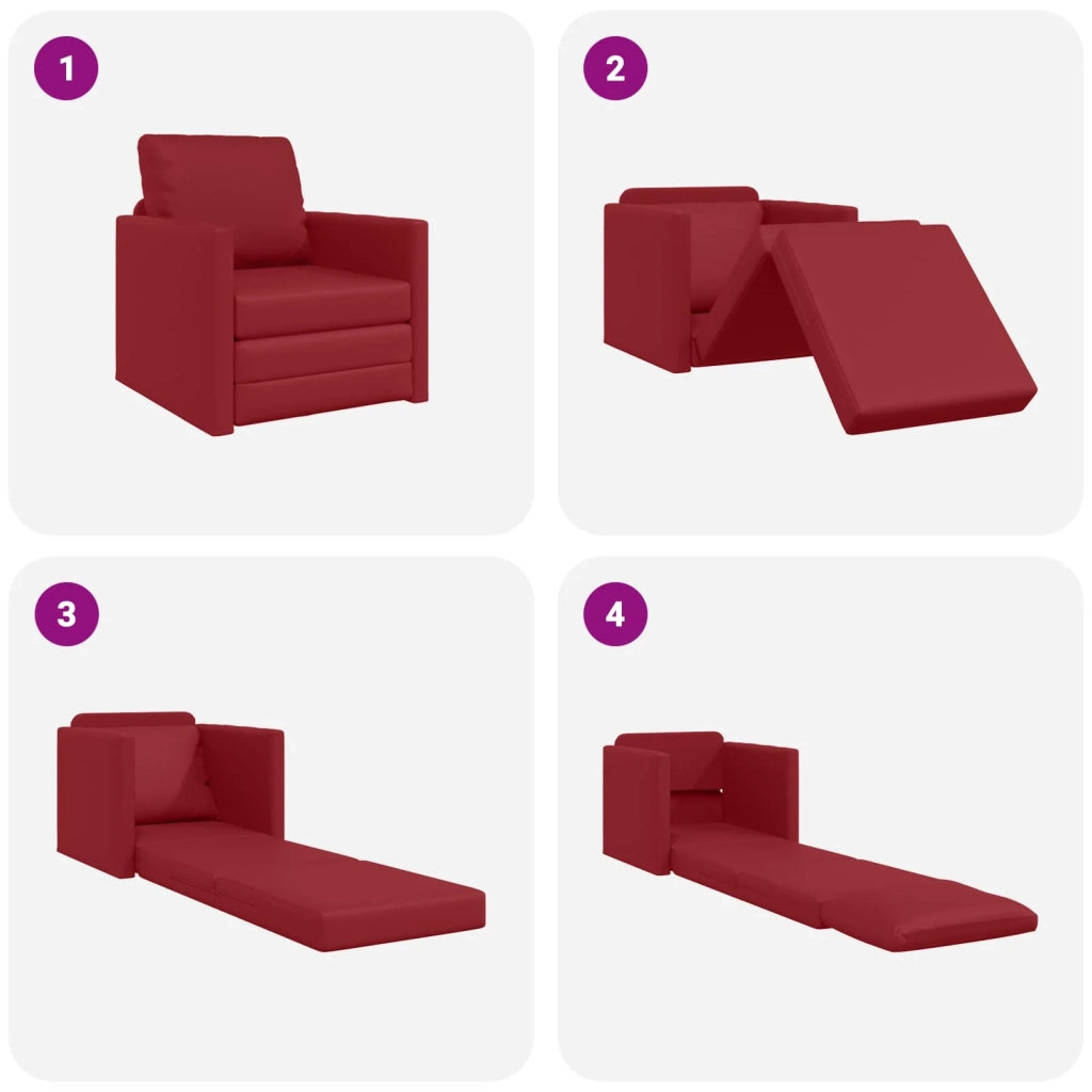 Divano letto 60cm Rosso Vino Pelle Artificiale 4106633