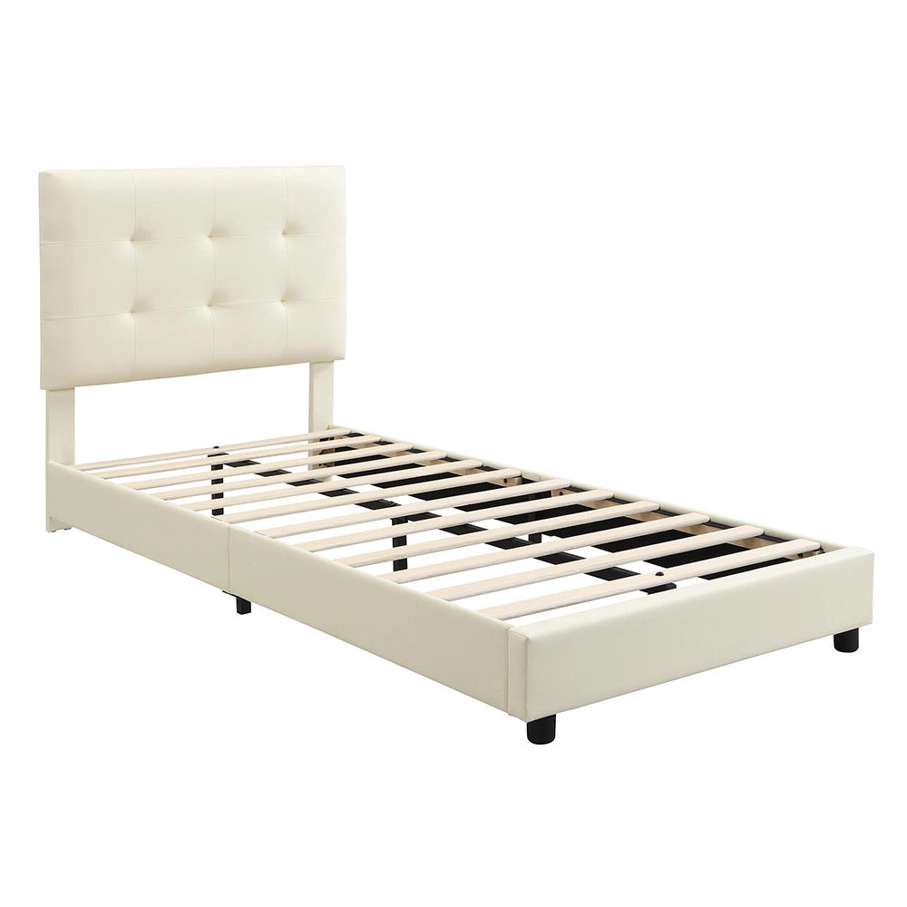 Letto imbottito-Xylo-90x200cm testiera biscotto schienale morbido beige