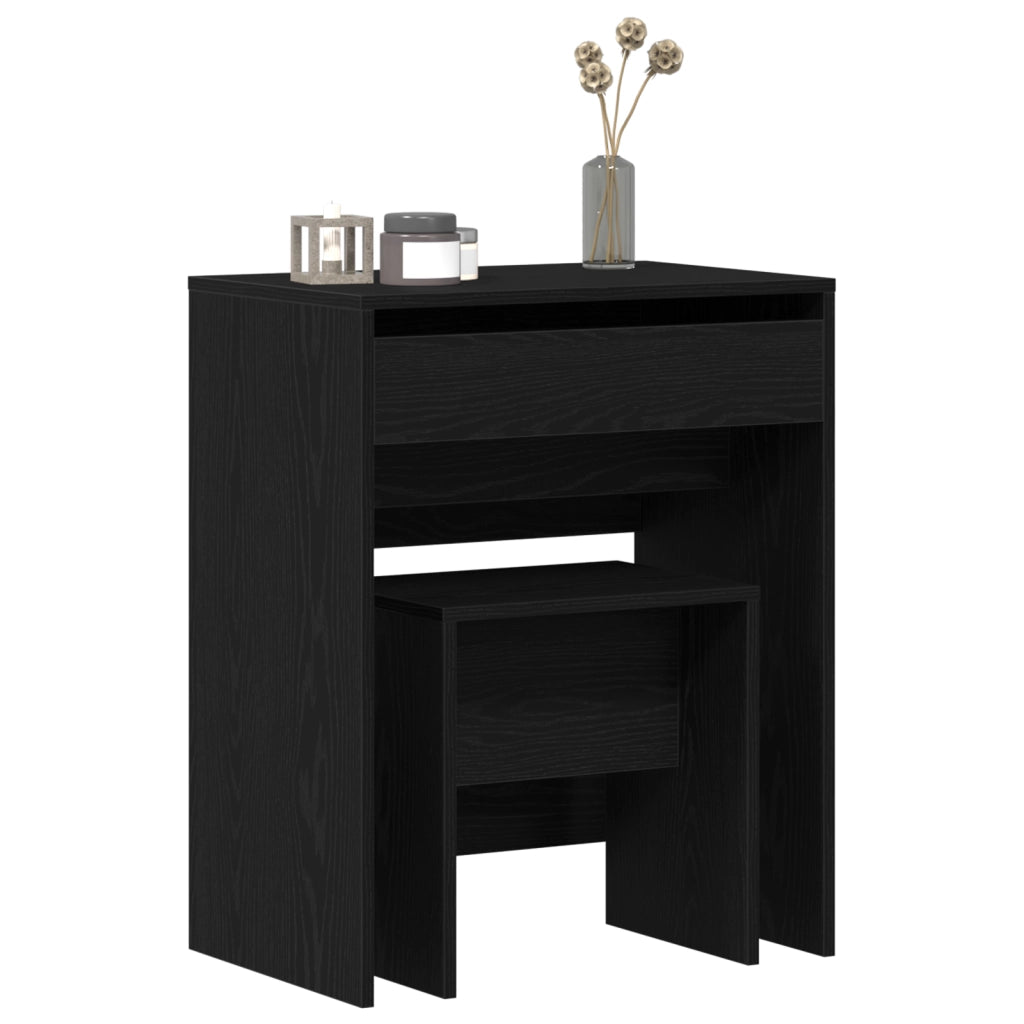 Tavolo da trucco con specchio in legno ingegnerizzato nero