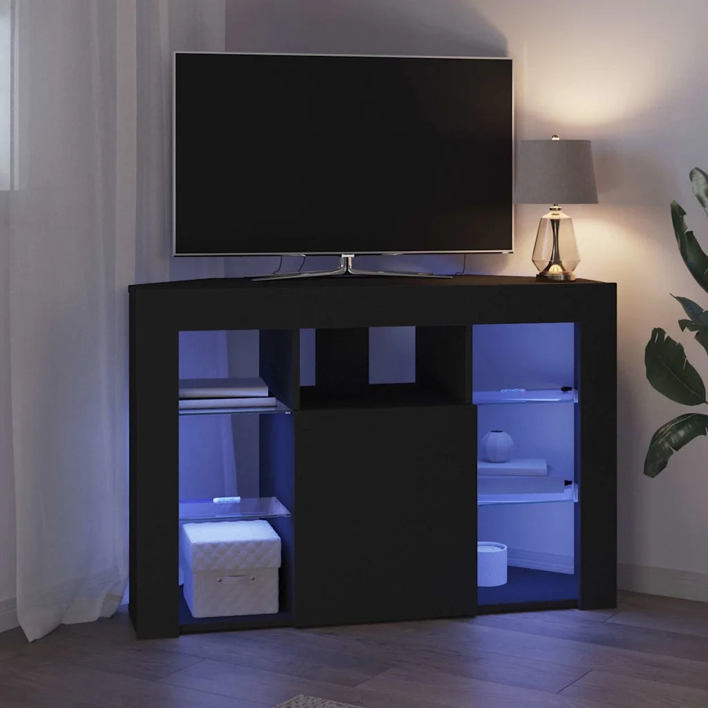 Mobile TV LED-Credenza per TV con LED-Console TV Angolare Nero 101 x 40 x 68 cm Legno multistrato