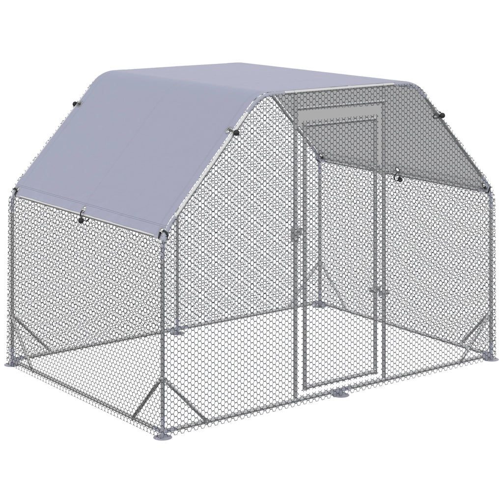 EasyComfort Recinto per Galline con telo di copertura per 4-6 polli in acciaio, 280x190x195 cm