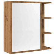 Mobiletto a specchio moderno da parete 62,5 x 20,5 x 64 cm con ampio spazio contenitivo complemento d'arredo per il bagno in legno di rovere lavorato a mano 02_0050784