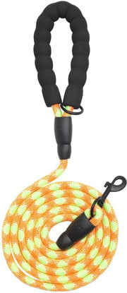 Cinturone per cani 300 cm - Manico comodo rivestito - Filamenti rifrangenti - Disegno intrecciato rinforzato - Clip metallico regolabile - Sicurezza durante passeggiate serali - Guinzaglio per cani