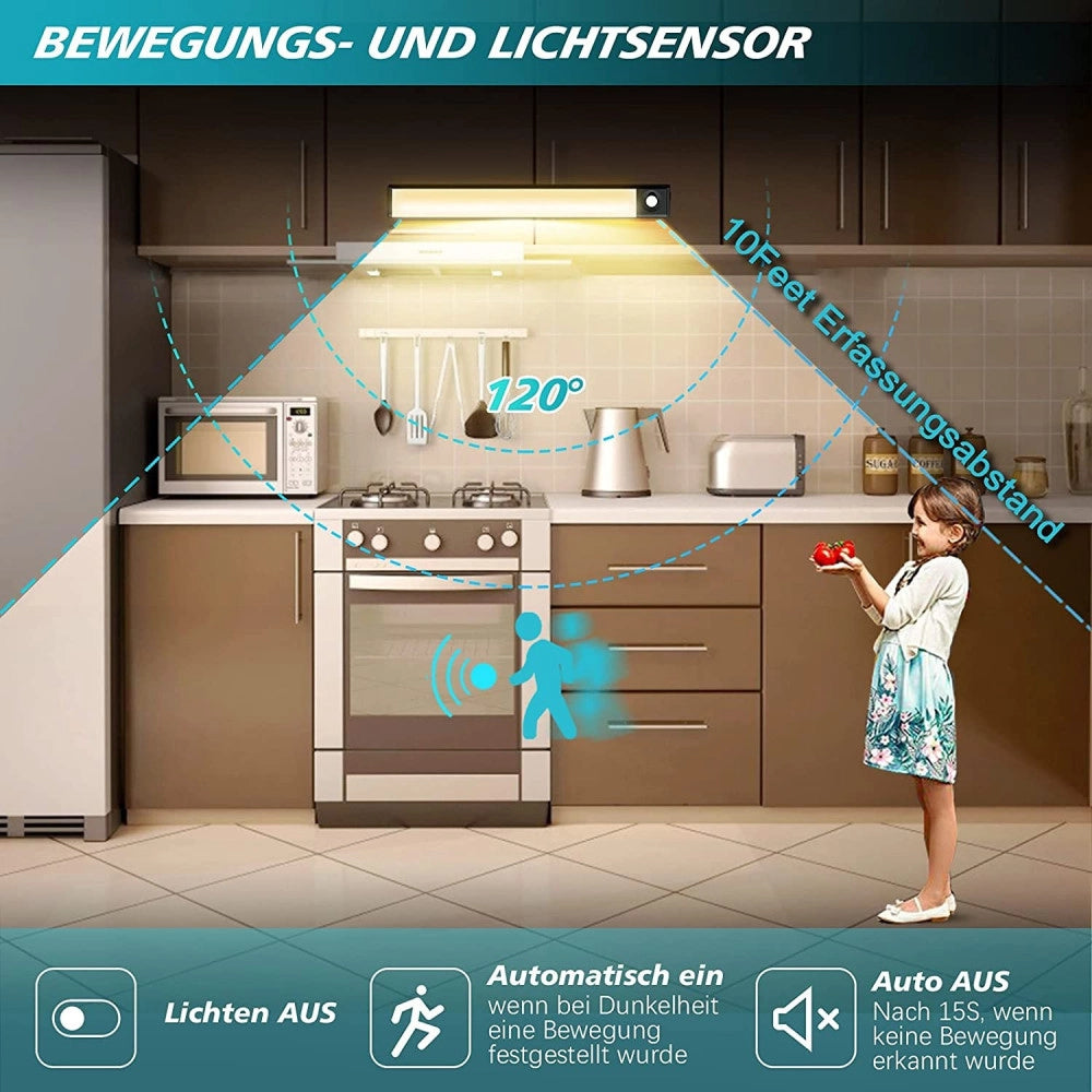 Trade Shop - Luce Di Sicurezza Led Batteria Ricaricabile Sensore Movimento Magnetica Q-led80 -