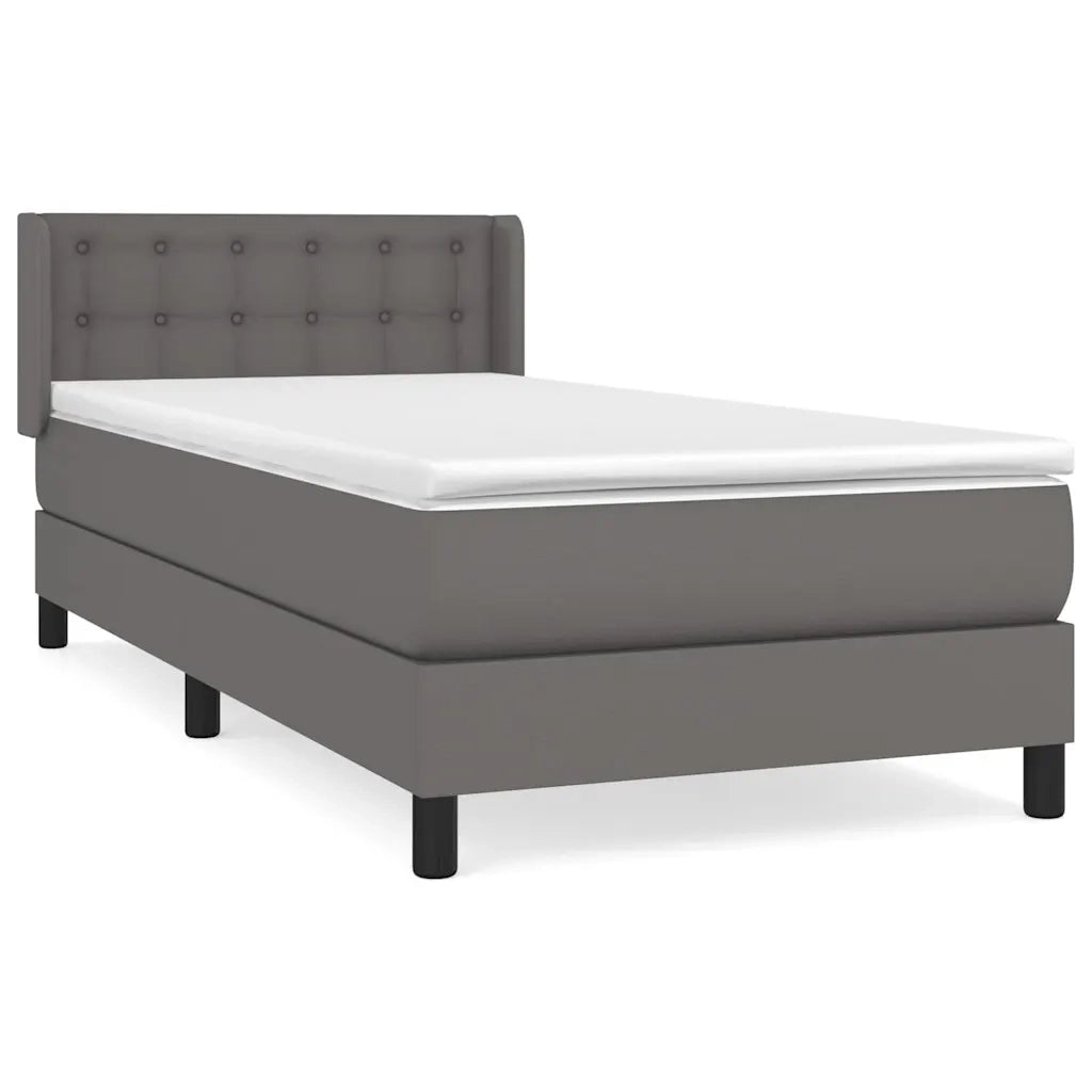 Giroletto a Molle con Materasso-Struttura Letto Grgio 80x200 cm in Similpelle 224997