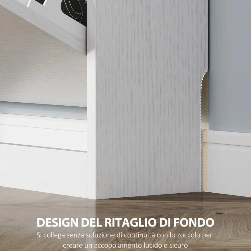 SCARPIERA SLIM A 3 CASSETTI RIBALTABILI CON INTAGLIO INFERIORE, IN LEGNO, 80X17X108 CM, BIANCO
