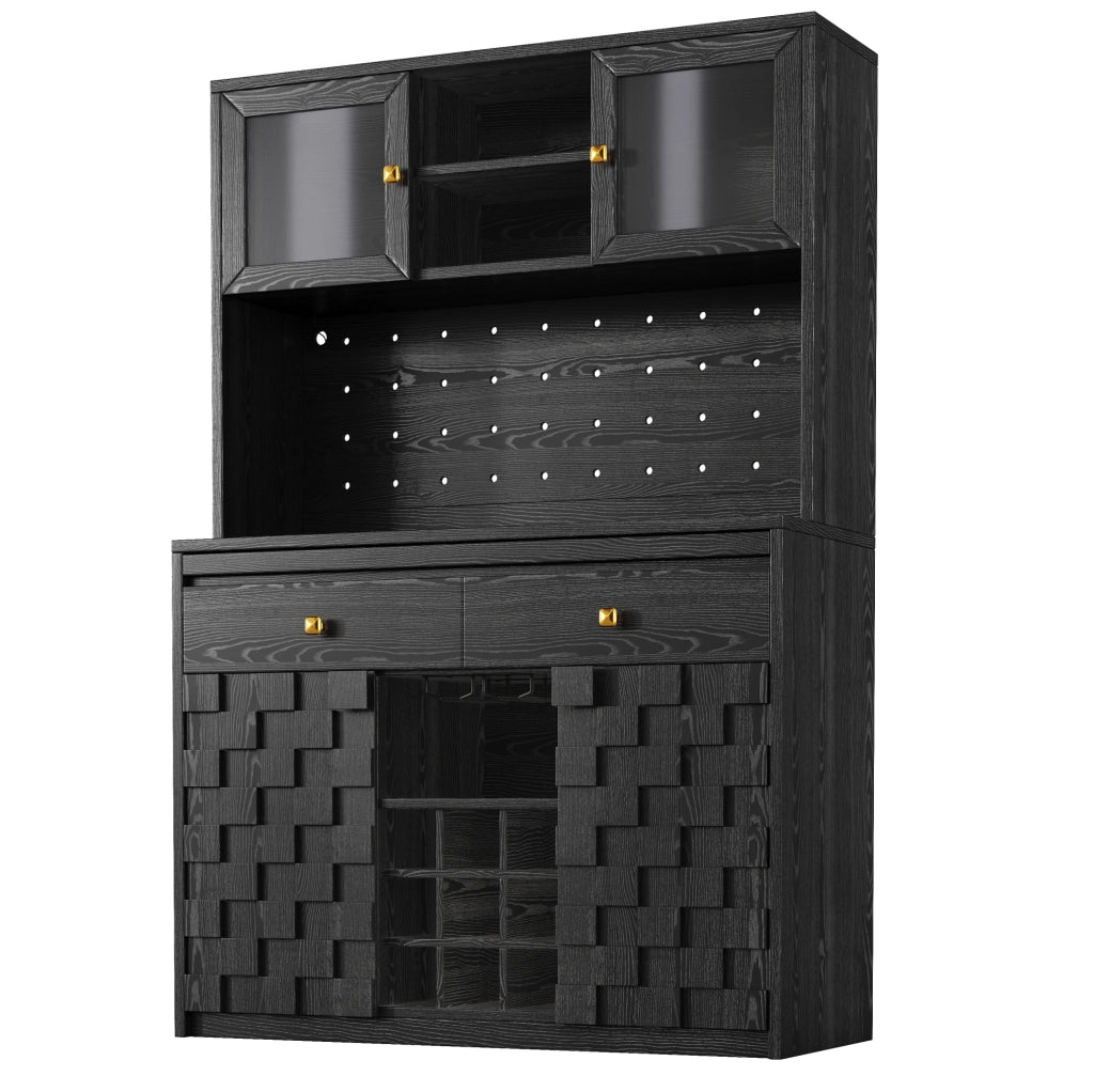 Mobile alto da cucina 120 cm con LED RGB, prese e porte USB nero HAVRYA