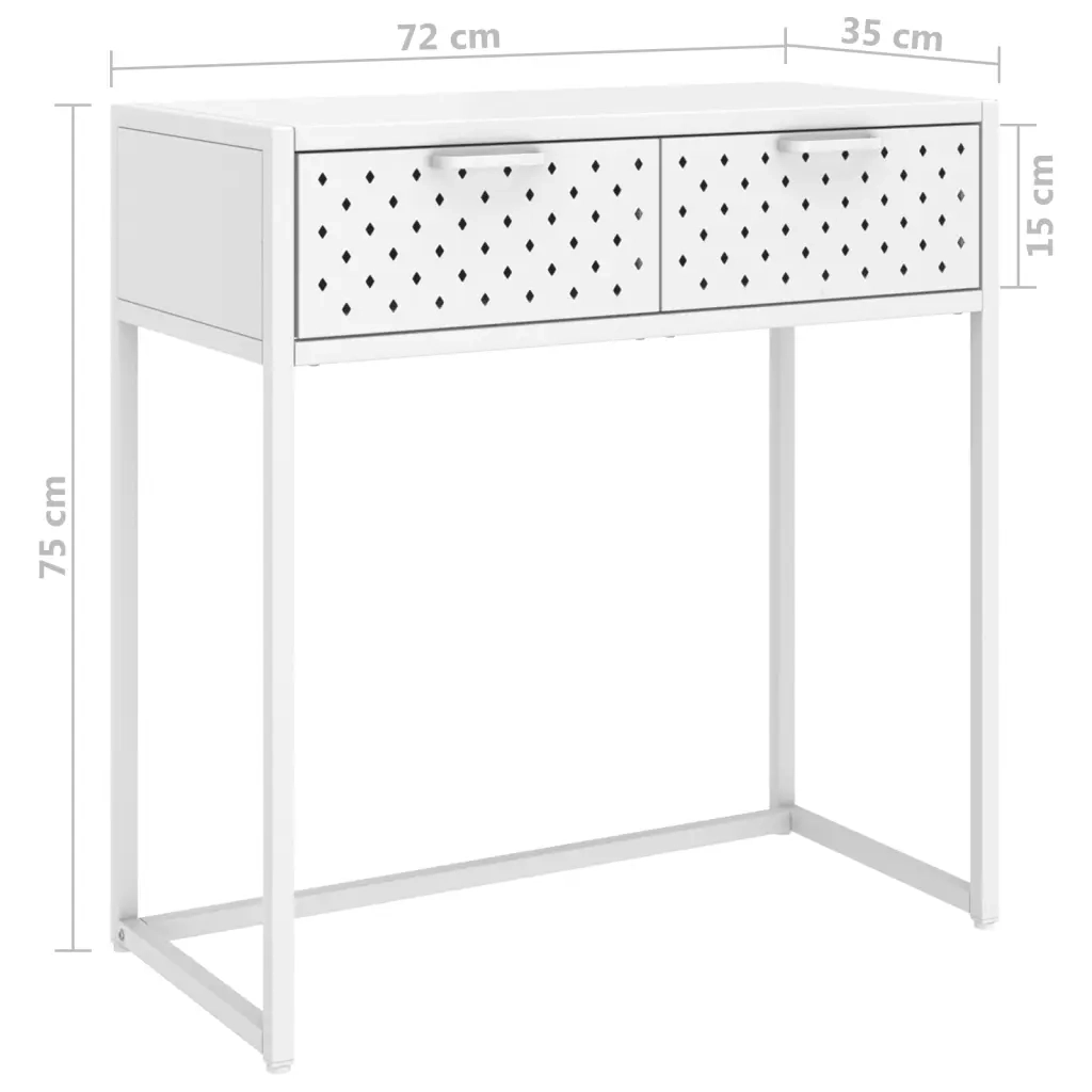 Tavolo Consolle Bianco 72x35x75 cm in Acciaio 335890