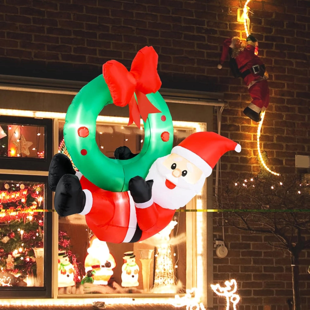 Decorazioni Natalizie, Babbo Natale Gonfiabile su Orso Polare con Testa Sbalzante, 200 X 87,5 X 175 CM, Luce LED Incorporata, Addobbi Natalizi per Esterno Interno per Giardino, Cortile, Prato