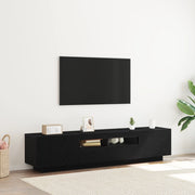 Mobile TV  con luci LED, Nero Rovere, 180x35x40 cm, in legno ingegnerizzato