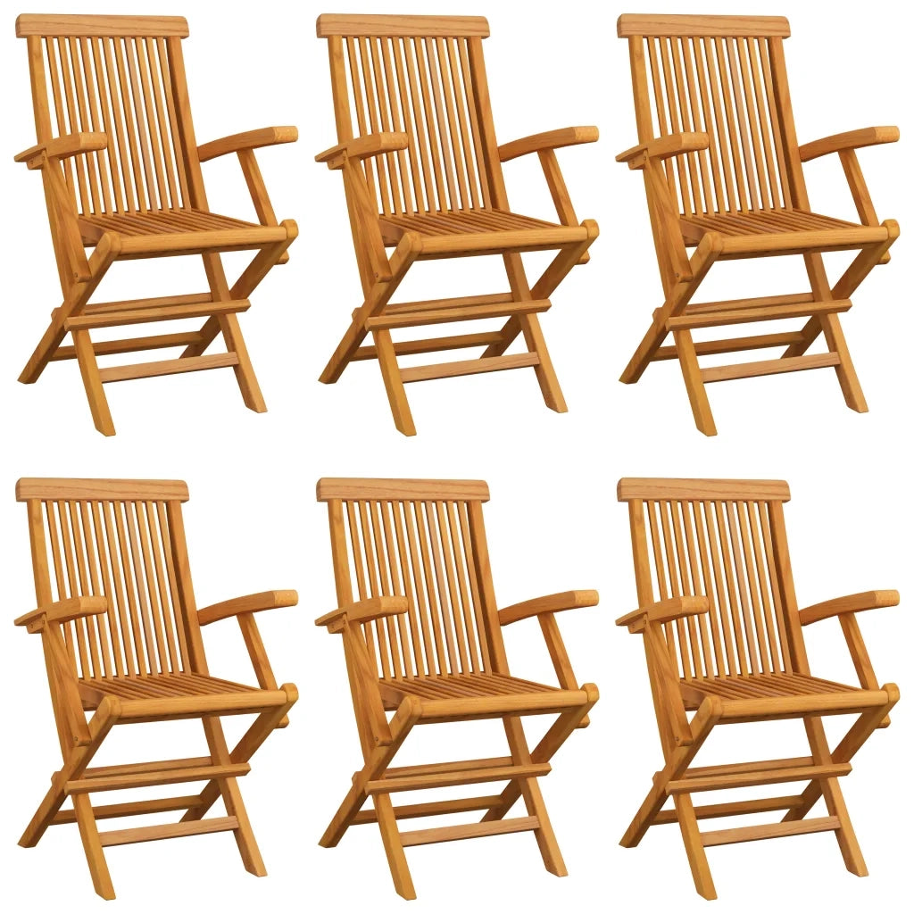 Sedie da Giardino con Cuscini Azzurri 6 pz Legno Massello Teak 3062560