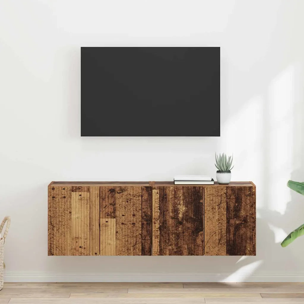 Mobile TV da parete 2 pz-Set di 2 Mobile TV a Muro-Credenza TV Legno vecchio 59,5 x 31 x 40 cm
