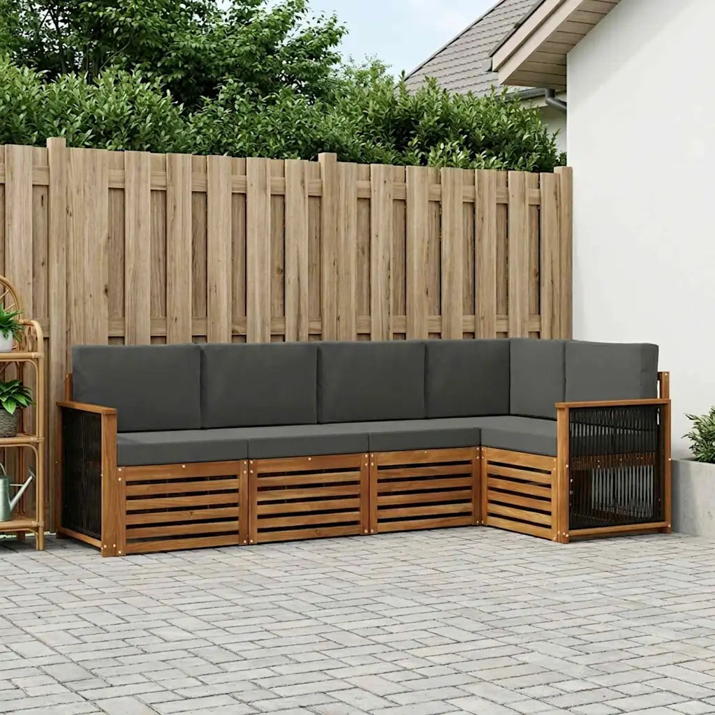 Set divano sezionale con cuscino 4 pcs Naturale e Antracite