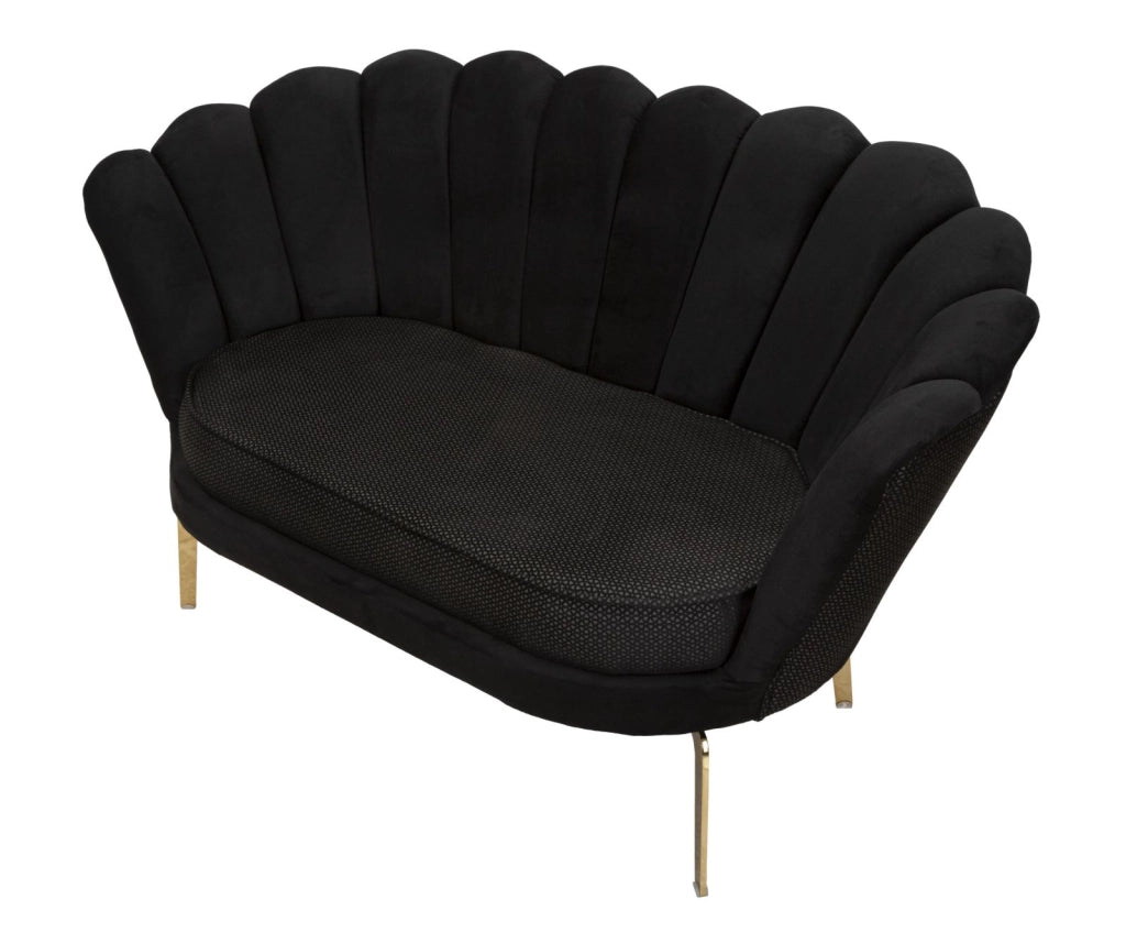 Divano in tessuto nero e metallo dorato 136x76x78cm Vienna Plus