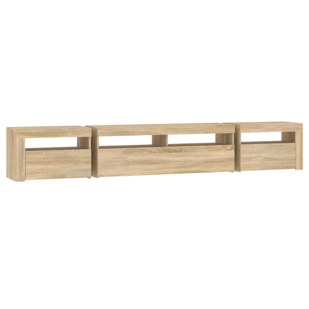 Mobile TV multimediale mensola TV credenza mobile TV per sala da pranzo soggiorno camera da letto con luci LED rovere Sonoma 240 x 35 x 40 cm marrone 02_0026772