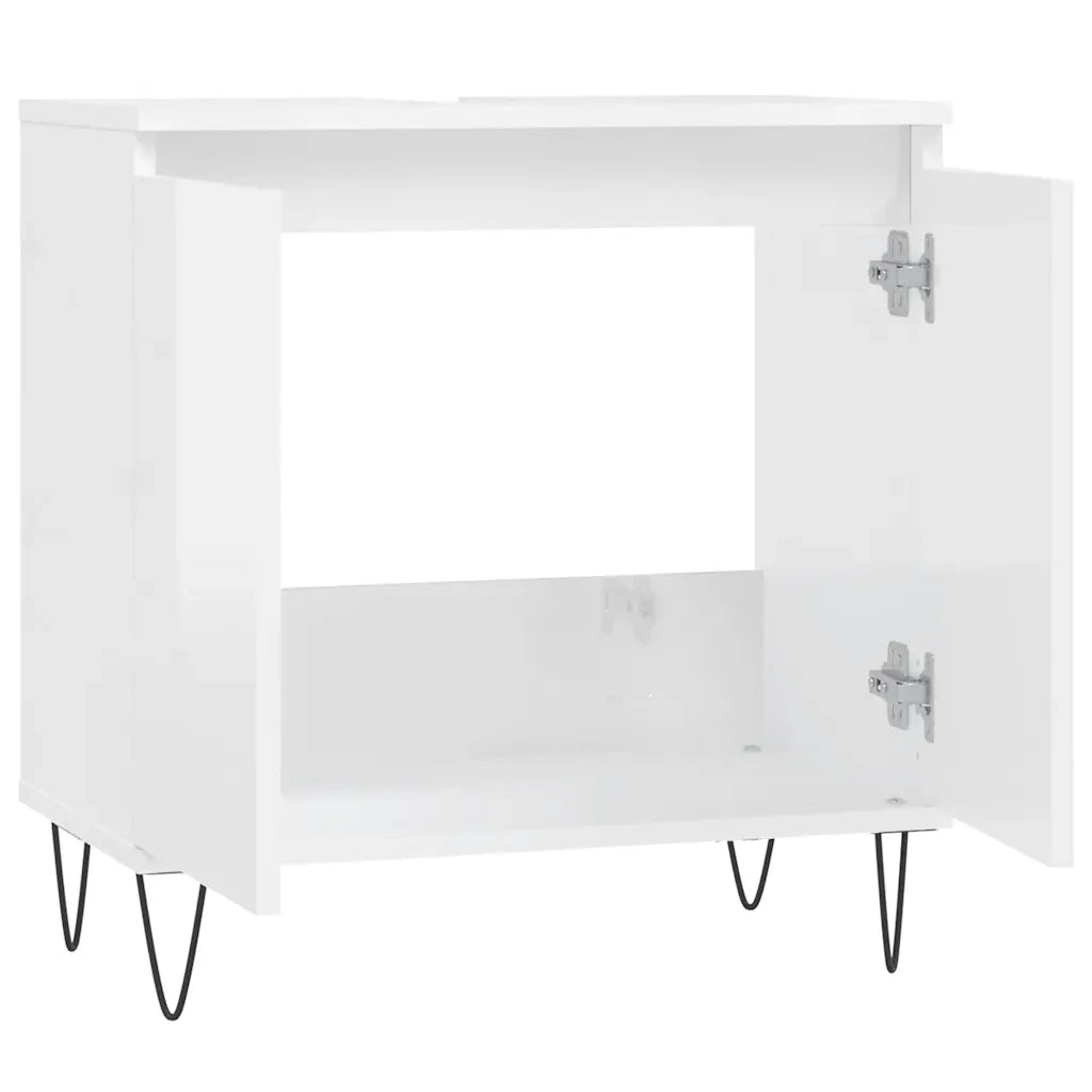 Armadietto Bagno | Armadio da bagno Bianco Lucido 58x33x60cm in Legno Multistrato