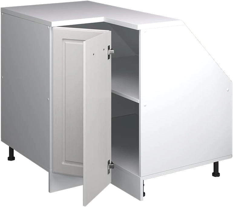 Mobile sottotetto Mobile angolare Rion, Bianco casa di campagna, 75.6 x 81.6 cm con 1 porta, carcassa dell’armadio profondità 60 cm, adatto per il salvaspazio sotto tetti spioventi