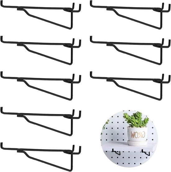 Pegboard Plankhaken in Metallo 8 pezzi, Ganci per Attrezzi Resistenti 6 pollici - Organizzatore per Bancone di Falegnameria