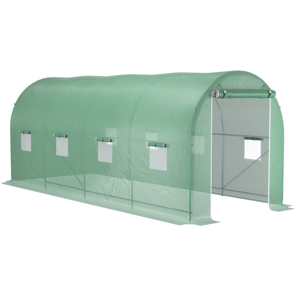 Serra a tunnel verde 500x200x205 cm con finestre