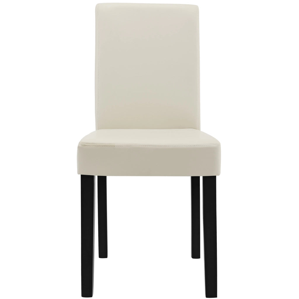 Set Pranzo con Tavolo 140x90 cm e 6 Sedie in Similpelle - Effetto Rovere Chiaro / color Crema [en.casa]