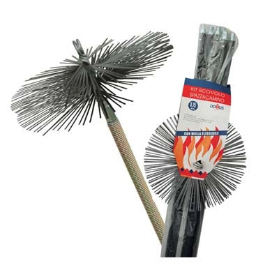 SCOVOLO ACCIAIO KIT PULIZIA CAMINO + MOLLA DOMUS - MM 250 H.MT 8,40- 1 confezioni