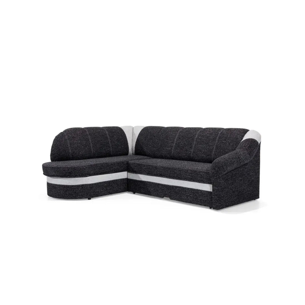 Divano angolare sinistro convertibile BENANA 250 cm nero e bianco con contenitore