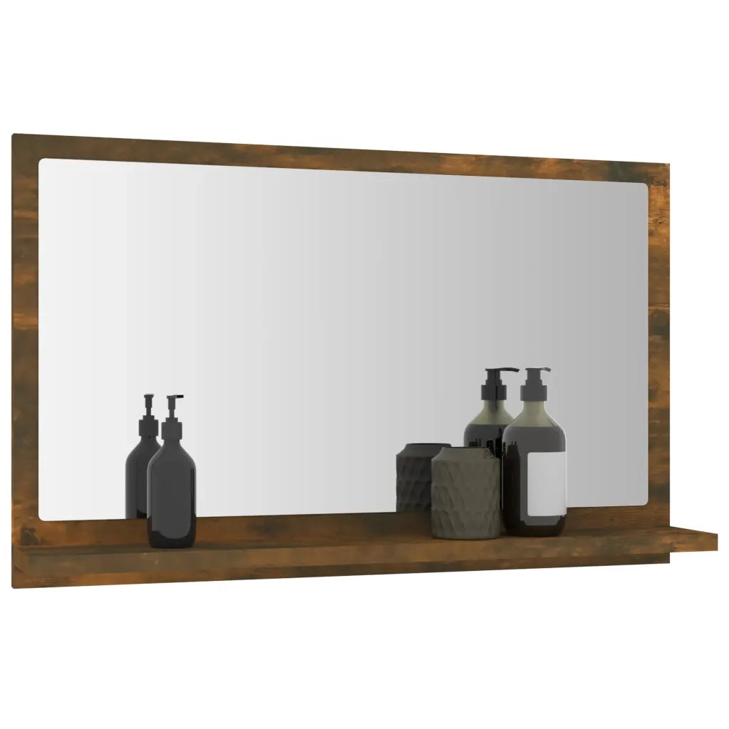 Specchio da bagno-Specchio decorativo Rovere Fumo 60x10,5x37cm in Legno Multistrato