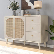 Credenza 120x40x82.5 cm con 2 ante e 3 cassetti; apertura a pressione; bianco crema