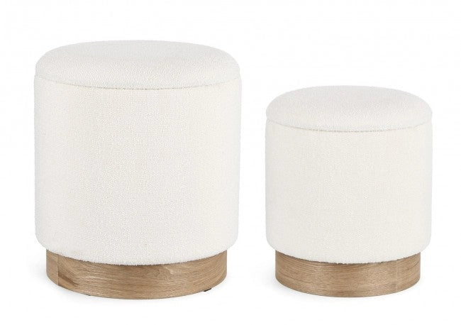 Set 2 Pouf Contenitore Zoya Bianco