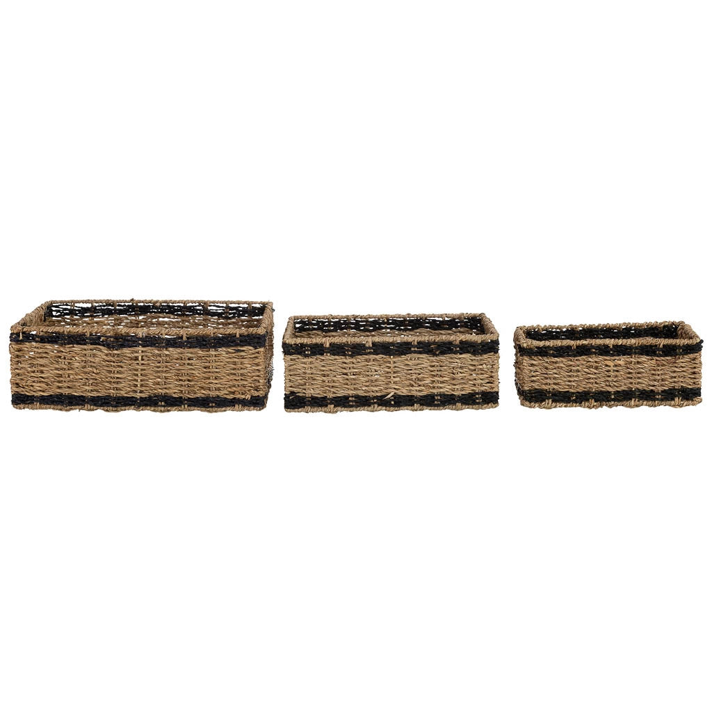 Set di 3 cestini in giunco ​​marrone 32x22xh11, 28x17xh10, 23x12xh9