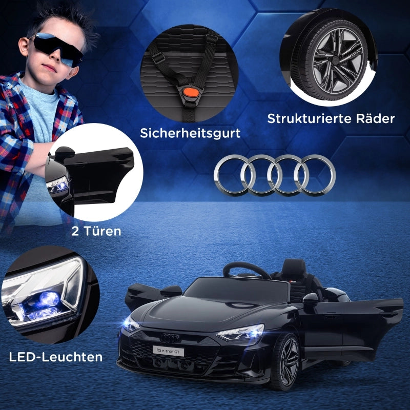 Auto elettrica per bambini, con licenza Audi, con cintura di sicurezza, telecomando, luci, nera, 103 x 58 x 41 cm