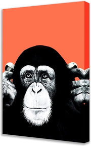 Decorazione Uffici Immagini Gorilla Sentenza Silenzio Scimmia Dipinti a Olio su Tela Arte Graffiti Arte per la Parete Decorazione Interni Mobili a Legno con Cornice - Uomo Camera da Uomo Opera d'Arte