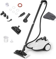 2000W Pulitore a Vapore, Macchina per Pulizia Rotante con 13 Accessori, Capacità d'Acqua di 1,8L, Macchina a Vapore Multiuso per Tappeti Finestre Vetri e Tende (Bianco)