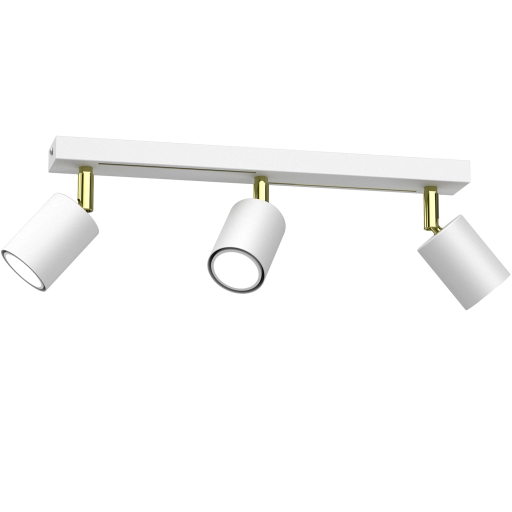 Plafoniera barra 3 spot orientabili bianco oro GU10