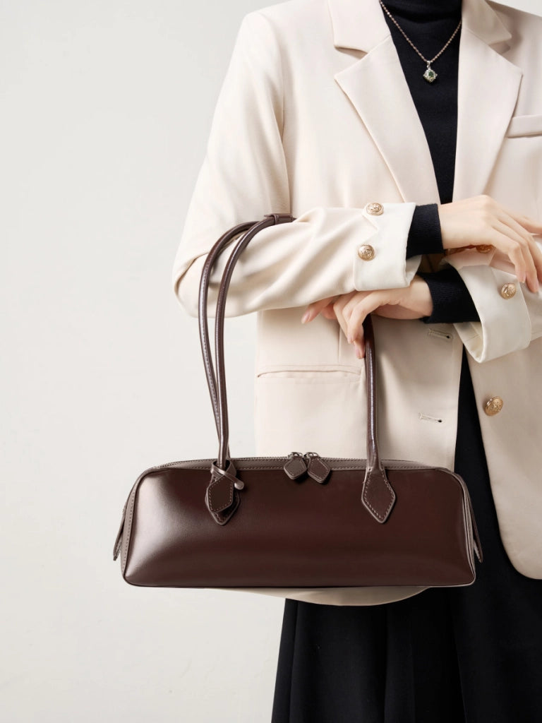Borse a tracolla da donna in vera pelle, borsa a spalla da donna marrone