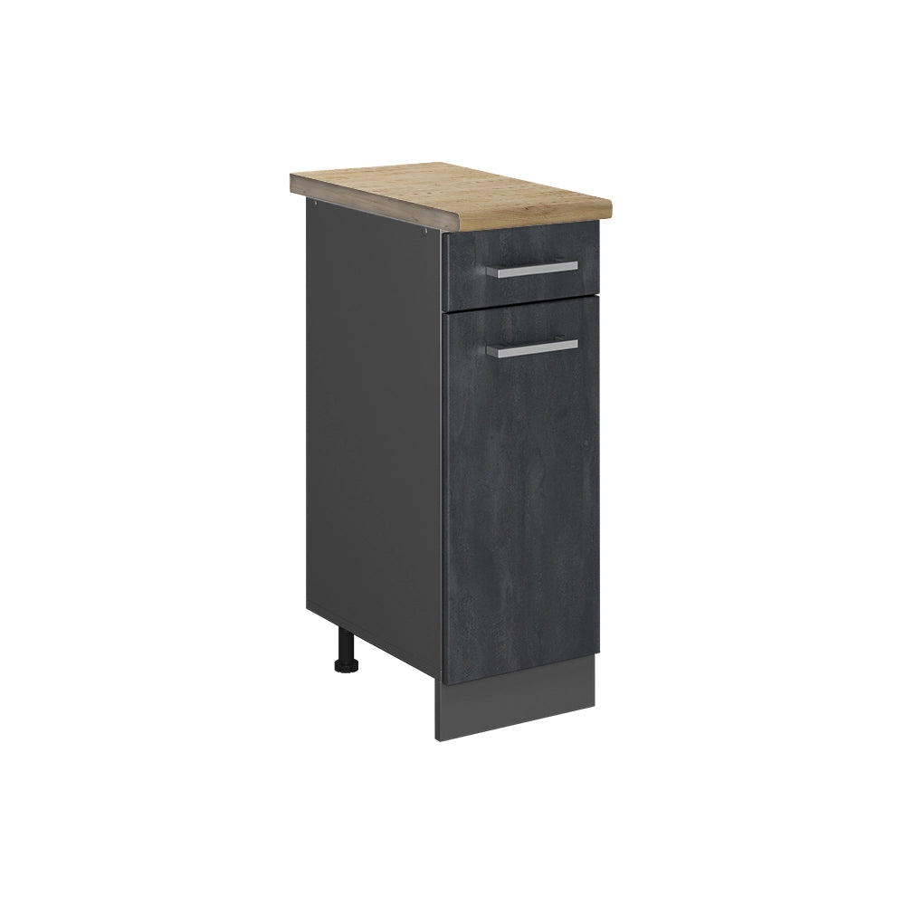 Vicco Mobiletto base per cucina Calcestruzzo nero 30 cm PL Rovere