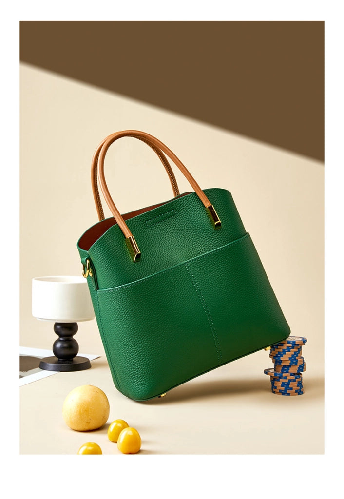 Borse a tracolla da donna in vera pelle, colore verde.