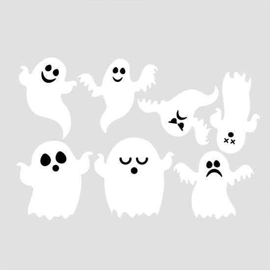 Decorazioni per Halloween da incollare sul muro, set di 42 pezzi, 7 diverse misure, PVC idrorepellente, nero scuro, rimovibili, per decorazione DIY di Halloween per finestre