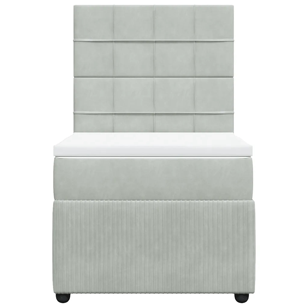 Giroletto a Molle con Materasso Grigio Chiaro 80x200 cm Velluto