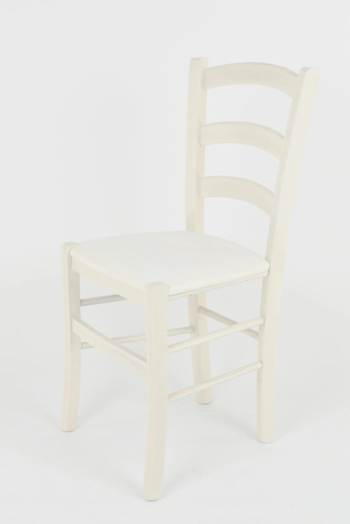 Set 2 Sedie Venice Tommychairs, struttura in faggio verniciata anilina bianca e seduta rivestita in tessuto avorio