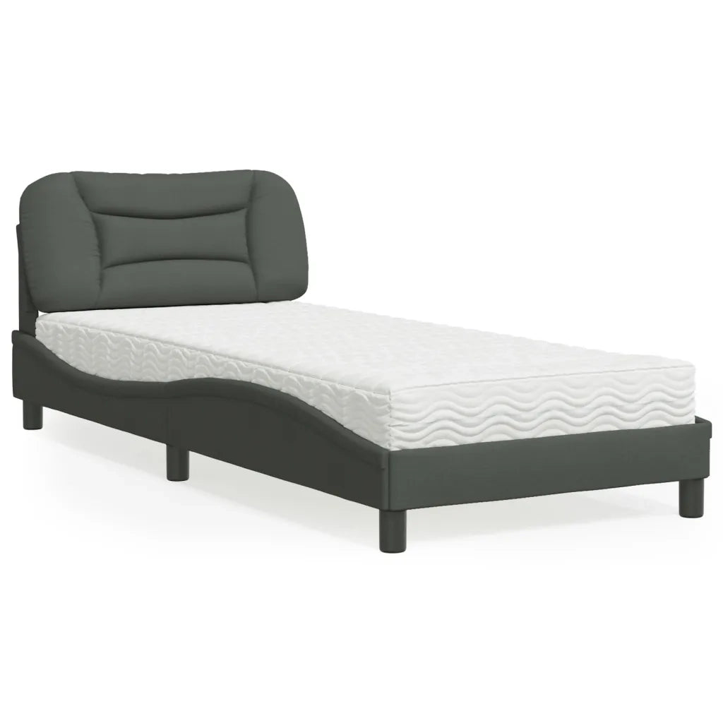 Letto con Materasso Hvar Grigio Scuro 90x190 cm in Tessuto 3208500