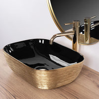 Lavabo Da Appoggio Rea Belinda Black Brush Gold