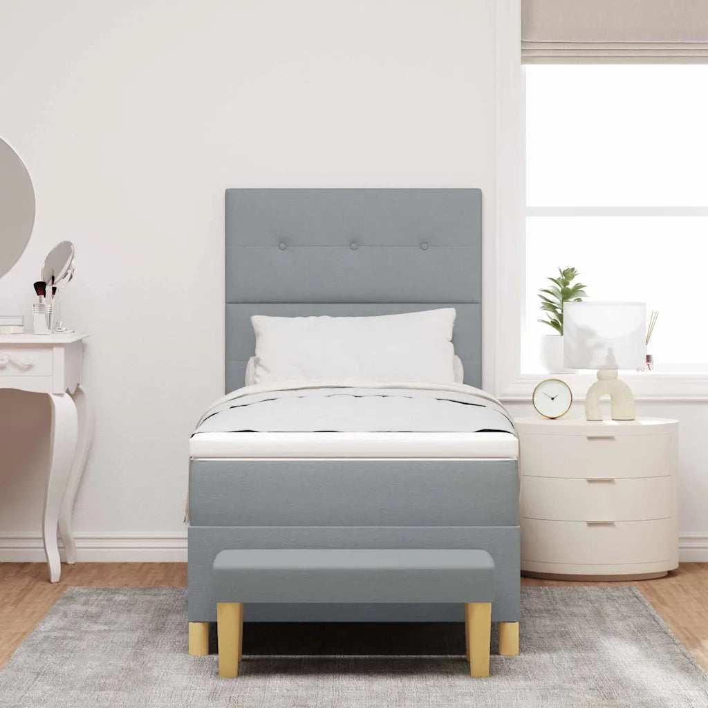 Letto a molle con materasso Grigio chiaro 90 x 190 cm Tessuto