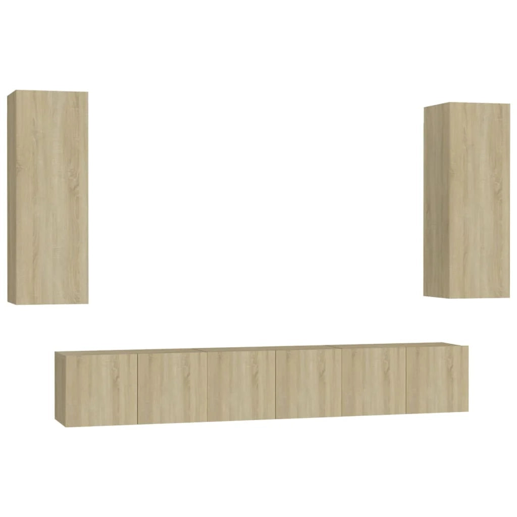 Set di mobili mobile credenza TV televisione soggiorno camera da letto soggiorno 5 pezzi rovere Sonoma multistrato marrone 02_0024969